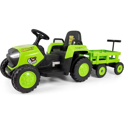 Milly Mally Rolly 12V Dětský elektrický traktor na akumulator s vlečkou zelená