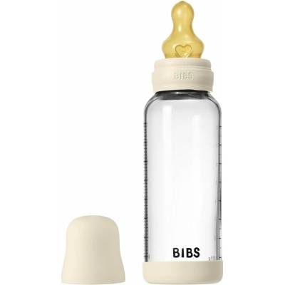 Bibs Antikoliková sklenená fľaša s kaučukovým cumlíkom ivory 240 ml