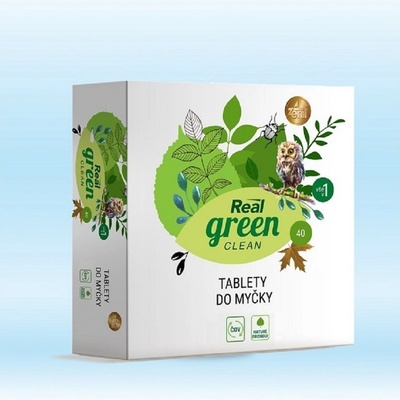Real Green Clean bezfosfátové tablety do myčky All in 1 40 ks