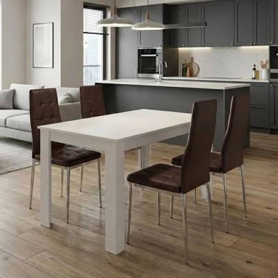 TopMebel Комплект за трапезария 5ч. Дарлен - Роза бяла цвят - кафяв 125x72x74см