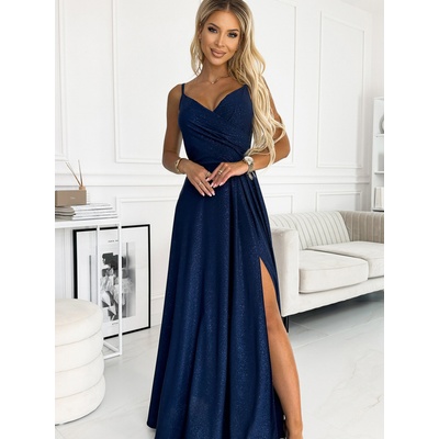 Numoco Елегантна макси рокля без презрамки - тъмносиня с брокат Numoco CHIARA numoco | Sin | ЖЕНИ | S