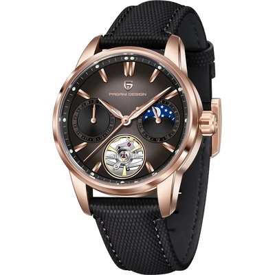 Pagani design Мъжки часовник Pagani Design Trouvaille, Механичен, Черен / Розово злато (PD-YS021-BLACK-ROSEG)