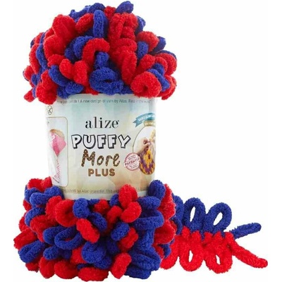 Alize příze Puffy More Plus 8009 modrá, červená