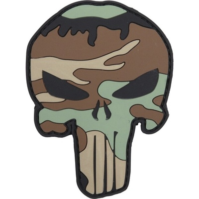 101INC Nášivka PUNISHER velcro 3D plastová WOODLAND