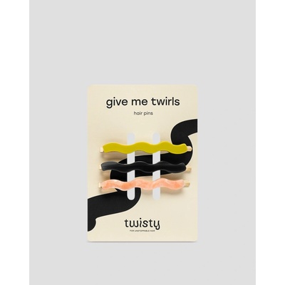Twisty Sada vlnitých sponek do vlasů - zelená, černá, růžová 3 ks