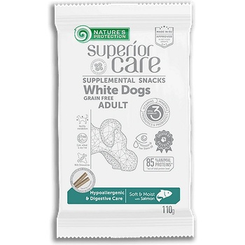 Nature's Protection Superior Care White Dogs Grain Hypoallergenic & Digestive Care- снакс за бели кучета със сьомга- 110гр