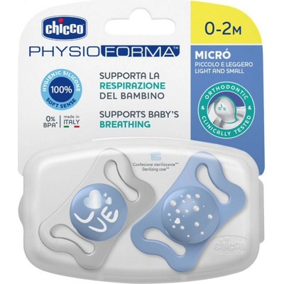 Chicco silikon cumlík Micro modrá 2 ks