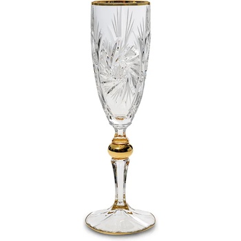 Bohemia 1845 Чаша за шампанско Bohemia 1845 Pinwheel Matt Cut and Gold 180 мл - 6 броя (BOHEMIA 1845 1005738)
