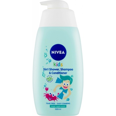 Nivea Kids Magic Apple Scent detský sprchový gél šampón a kondicionér 3 v 1 500 ml