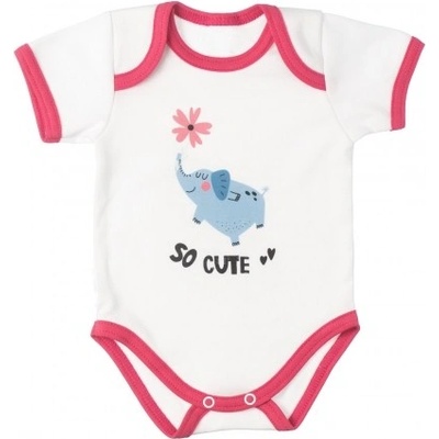 MBaby Bavlněné body s krátkým rukávem Slůně So Cute bílo červené