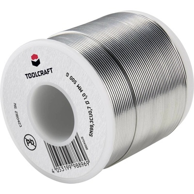 TOOLCRAFT spájkovací cín bez olova cievka Sn99,3Cu0,7 ROL1 500 g 1 mm