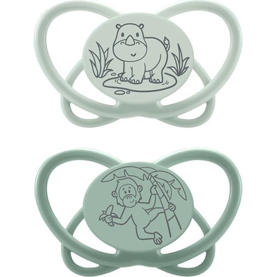 NIP Бебешка залъгалка NIP Green - My Butterfly, 0-6 м, 2 броя, маймунка/носорог (4000821426795)