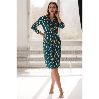 Těhotenské kojící šaty Grow with Me Petrol with Leaves – Zboží Dáma