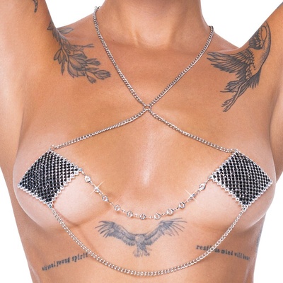 Cottelli Nipple Stickers Square 0781932 Shiny Silver Gems