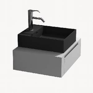 Inter Ceramic Мивка за баня ICP 6029 / 38338B + Мебел за баня, Inter Ceramic, стенен монтаж, iStone, бял + черен мат, 60х50х20см + 38х48х12.5см (6029 / 38338B)