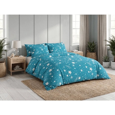 Textilomanie krep obliečky NIGHT SKY POLY tyrkysové 2x70x90 200x220