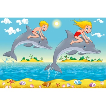 DIMEX ART s. r. o Флизелинов фототапет деца и делфини 375 x 250 см