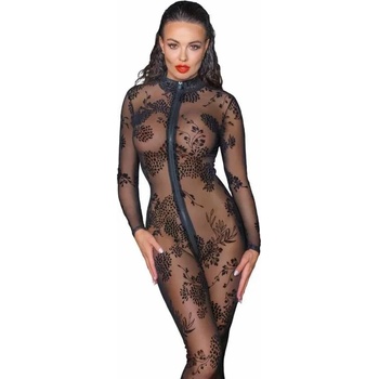 Боди гащеризон, цип и флорални мотиви, размер XL - Noir Handmade F237 (NOIR000020)