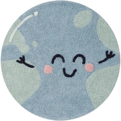 Lorena Canals Син ръчно изработен памучен детски килим подходящ за пране ø100 cm Big Big World - Lorena Canals (C-MW-BIGW)