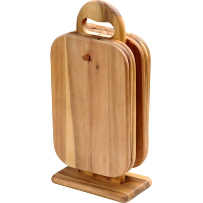 Akátové krájecí prkénka se stojanem, 6 ks, Kesper hnědý