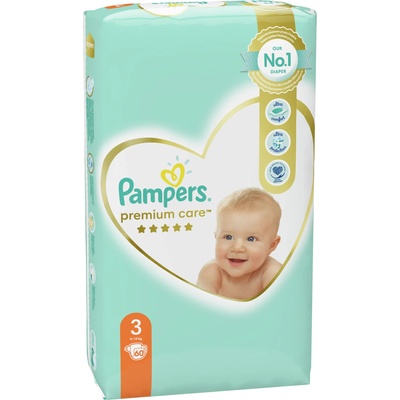 Pampers Бебешки пелени Pampers - Premium Care 3, 60 броя (1007000113)