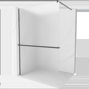 Mexen Kioto+ стенна преграда за душ с рафт Walk-in 80 x 200 см, матирано стъкло, четка gun gray - 800-080-121-66-30 (800-080-121-66-30)