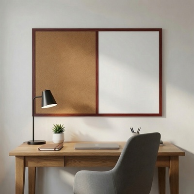 Toptabule.sk Kombinovaná tabuľa biela v drevenom ráme NATURE LINE Mahagón 90 x 60 cm
