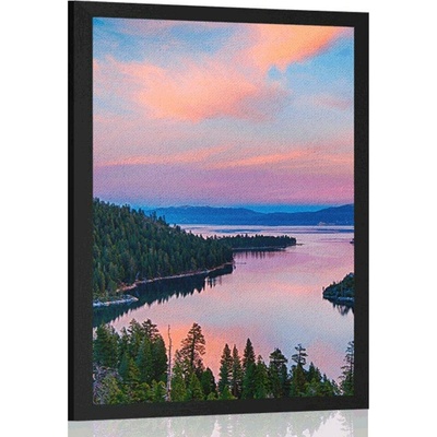 Plakát jezero při západu slunce - 20x30 silver