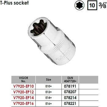 Image 1 of VIGOR Е-вложки torx plus на база 3/8" - от 13.70 лв
