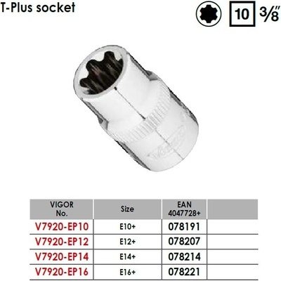 VIGOR Е-вложки torx plus на база 3/8" - от 13.70 лв
