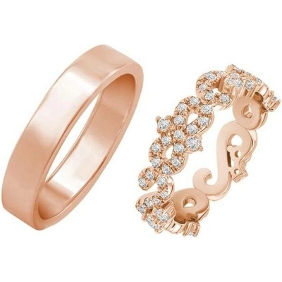 Eppi Vintage prsten s lab grown diamanty a pánský plochý prsten Chaya RW44447