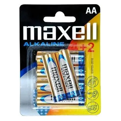 Maxell Алкална батерия MAXELL AA, LR-6, 4+2 бр. в опаковка, 1.5V (ML-BA-LR6-4plus2)