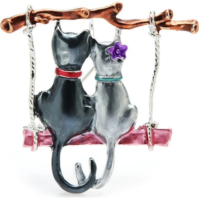 Amparo Miranda Brošňa Mačičky na hojdačke AM1940 Gray