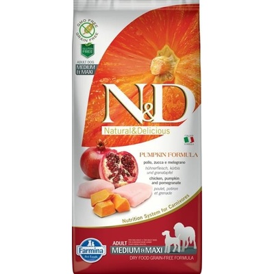N&D Pumpkin Dog Adult Medium & Maxi Grain Free Chicken & Pomegranate 12 kg