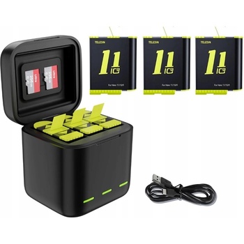 Telesin 3-slot nabíječka + 3 baterie set pro GoPro Hero 9/10/11 GP-BnC-902-B