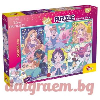 Lisciani Пъзел lisciani 109722 - 250 части - Дисни Принцеси, двулицев пъзел (li109722)