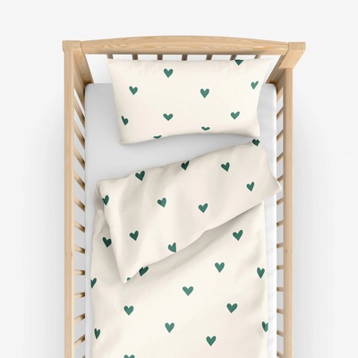 Goldea dětské bavlněné povlečení do postýlky srdíčka na slonové kosti 90 x 120 cm 40 x 60 cm – Zboží Mobilmania
