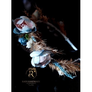 Radi handmade Диадема с синьо розови рози и суха декорация (885)