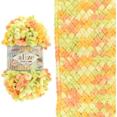 Alize Puffy Fine Color 6313 oranžovo zelená