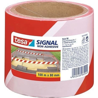 Páska tesa® SIGNAL, 80 mm, červená/biela, L-100 m