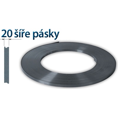 Páska viazacia oceľová šírka 20 - bez pokovenia (1 kg = 10,6 m)