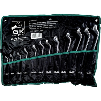 GK Tools sada očkových klíčů vyhnutých chrom 12 dílů 6-32 mm P16833/P