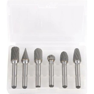Rotační pilníky, různé druhy, stopka 6 mm, sada 6 ks - QUATROS QS14130
