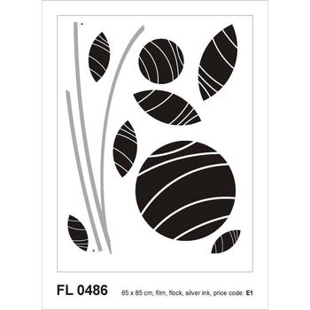 AG Design FL-0486 samolepící dekorace Abstrakné květiny, floková, rozmery 65x85cm