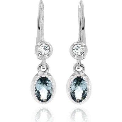 Zlatnictví U Kostela zlaté visací náušnice s akvamarínem a zirkony 247