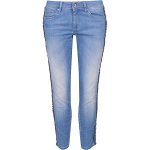 Salsa Wonder Shape Enchancing Capri with Stripe Detail - Denim Light Wash