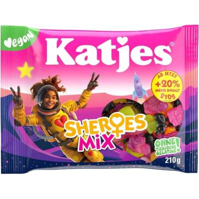 Katjes Sheroes Mix Vegan želé a lékořicové bonbóny s příchutí ovoce 210 g