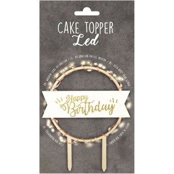 Scrapcooking Дървен топер за торта LED - Happy Birthday