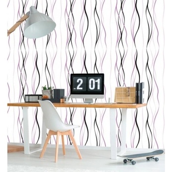 DIMEX ART s. r. o Луксозна флизелинова тапета лилави вълнообразни линии