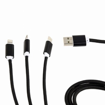 Image 1 of Gembird Кабел за захранване и данни Gembird USB 2.0 (T) към Lightning (T) + Micro-USB 2.0 (T) + USB 2.0 Type-C (T), 1 m, черен, CC-USB2-AM31-1M (CC-USB2-AM31-1M)